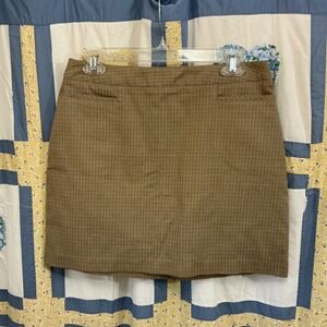 Vintage 90s Esprit Women's Brown Plaid Mini Skirt Lined Size 11/12